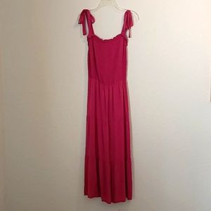 LUCKY BRAND | Swiss Dot Smocked Bodice Tiered Midi Dress Sz. XL